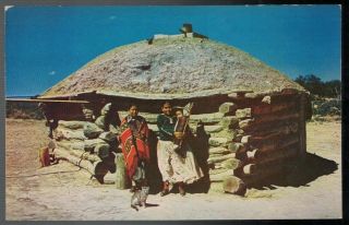 Vintage 1950 Navajo Indians And Their Hogan Petley Postcard