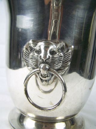 Vintage Leonard Silver Plated Champagne Bucket With Lion Head Handles