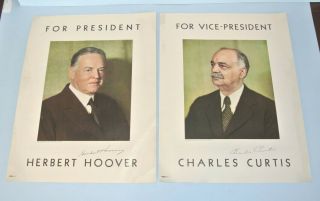 1928 / 1932 Herbert Hoover & Charles Curtis Political Campaign 10 " X 13 " Posters