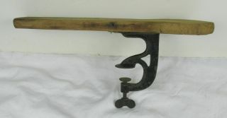 Antique Wooden Sleeve Ironing Board Cast Iron Clamp 15 - 1/2 " Long