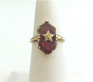 Antique 10k Yellow Gold Order Of The Eastern Star Masonic Signet Ring Sz 6
