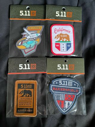 Set Of 4 5.  11 Tactical California Store Exclusive Hook Back Morale Patches