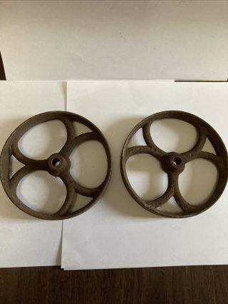 2 Antique Vintage Metal Wheels