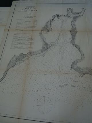Antique Map " Us Coast Survey Harbor Of Haven "