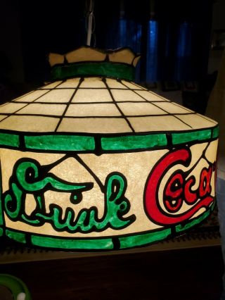 Vintage Coca Cola Coke Tiffany Style Hanging Lamp Light
