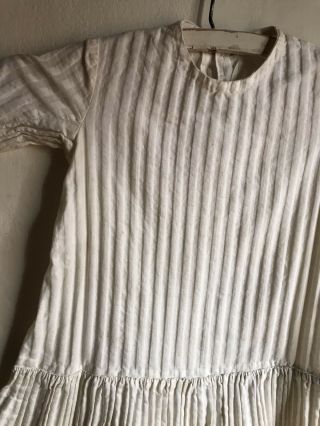 Sweet Old Antique Handmade Little Girls Dress Textile Winter White AAFA Form 3