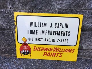 Vintage Sherwin Williams Double Sided Paint William Carlin Rhode Island Ri Sign