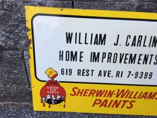 Vintage Sherwin Williams Double Sided Paint William Carlin Rhode Island RI Sign 2