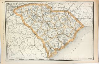 1888 Large Format Rand Mcnally Atlas Map Of South Carolina 13” X 20”