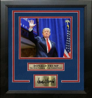 Donald Trump 45th President Of The Usa 8x10 Framed Photo Engraved Autograph