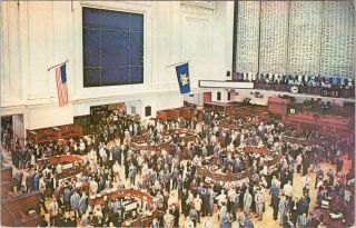 Vintage Chrome Postcard,  The Floor Of The York Stock Exchange,  Market Place