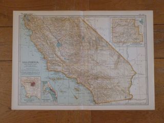 Antique Map Southern California 1903 Usa United States Of America Los Angeles
