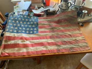 Antique 46 Star Cotton Us Parade Flag Found In Portland Indiana