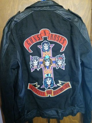 Guns N Roses Leather Jacket Vintage Style Xxl Slash Axl