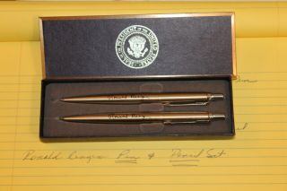 President Ronald Reagan Vip Pen & Pencil Set - White House - Presidential Seal