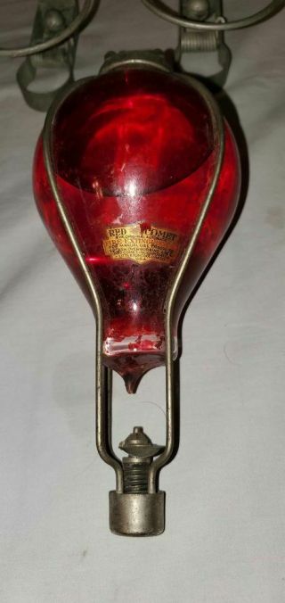 Large 6 " Antique Vtg Glass Globe Fire Extinguisher W/ Bracket
