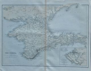 1860 Antique Map Of The Crimea By William Hughes