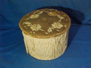 Early 20thc Native American Hand Made Birch Bark,  Quill Decorated Trinket Box