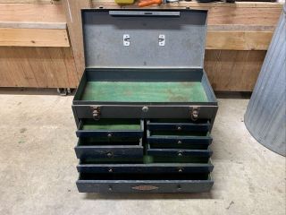 Vintage Craftsman Metal 7 Drawer Machinist Tool Box Chest With Door No Key