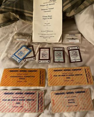 1968 Democratic National Convention Chicago Complete Set Of Press Credentials