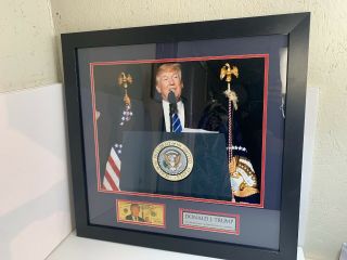 Donald J Trump Framed Picture $100 Bill Make America Great Again