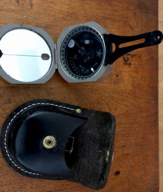 Vintage Brunton International Model Pocket Transit Compass W/leather Case