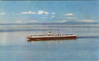 Vintage Chrome Postcard,  M.  V.  Valcour Ferry Boat,  Shelburne Harbor,  Vt