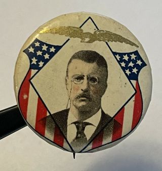 1904 Theodore Roosevelt Presidential Campaign Pin 1.  25”