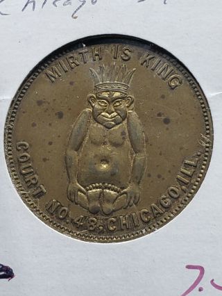 Royal Order Of Jesters Token - Mirth Is King,  Chicago,  Il Court No.  48 - Fauver