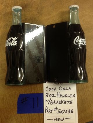 2 - Coca Cola Bottle Door Handles W/brackets,  Never Mounted Vintage 11