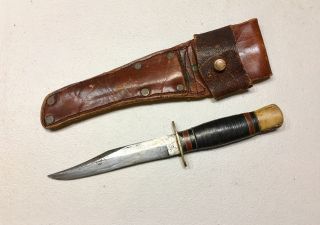 Vintage Custom Made E.  M.  Dickerson Sheffield Bowie Dagger Knife W/leather Sheath