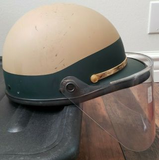 Vintage 1979 Pro Police Riot/crash Helmet W/ Folding Shield & Chin Strap