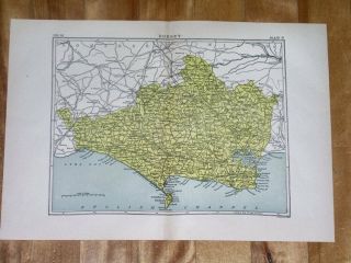 1880 Antique Map Of County Of Dorset Dorchester / England