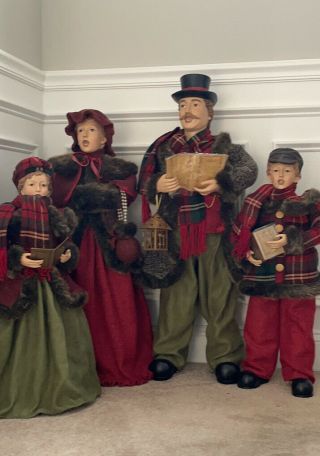 Vintage Set Of 4 Victorian Christmas Carolers Family Adults 36”children 27”