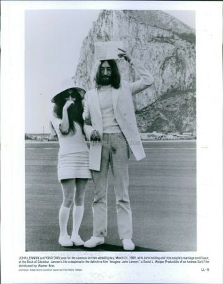 1969 Photo Music John Lennon Yoko Ono Wedding Marriage Certificate Gilbatar 8x10