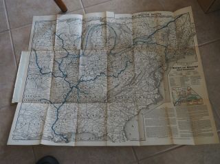 Antique Map " Map Of The All - Water Route From The Mississippi To York And.