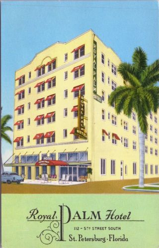 Vintage Chrome Postcard,  Royal Palm Hotel,  St.  Petersburg,  Florida