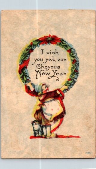 Vintage Postcard Postmarked I Vish You Yet,  Von Choyous Year Series 1685/1 B