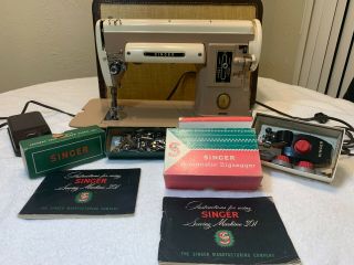 Vintage Singer Sewing Machine Model 301a W/original Case/ Pedal 1956