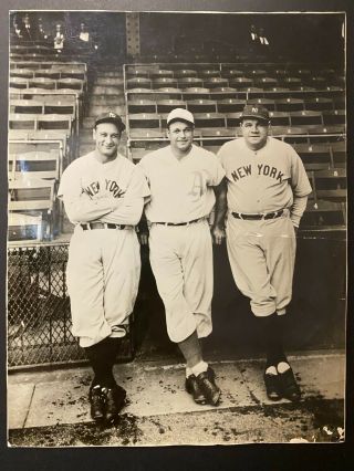 1930s Vtg Baseball Photo Babe Ruth Lou Gehrig Jimmie Foxx York Yankees Loa