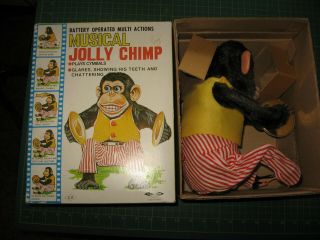 Vintage Battery Operated Japan Toy W/ Box Musical Jolly Chimp Monkey C.  K.