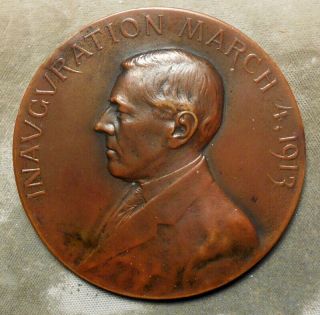 Woodrow Wilson Official Inaugural Medal 1913 Bronze 70mm about uncirculated mini 3