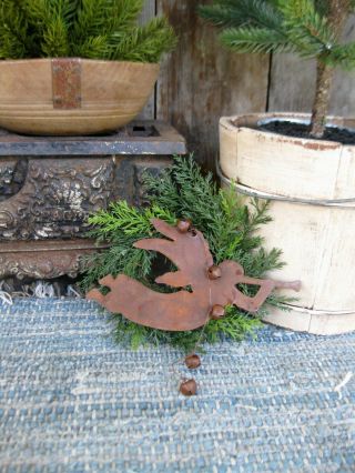 Small Primitive Christmas Wreath With Tin Angel