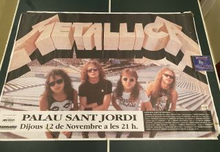 Vintage Long Hair Metallica Concert Poster Barcelona Spain Espana Black Album