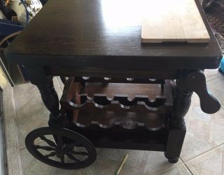 Vintage Rustic Heavy Tea Cart Dry Bar Made Of Wood