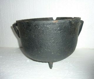 Antique Primitive Large Cast Iron Kettle 3 Footed Cauldron