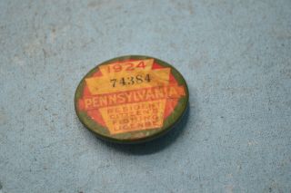 1924 Pa Pennsylvania Fishing License Well Worn