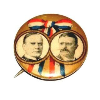 1900 William Mckinley Teddy Theodore Roosevelt 7/8 " Pin Pinback Button Political