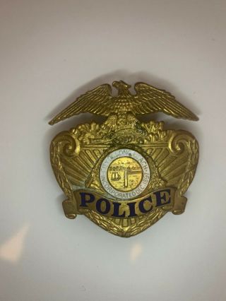 City Of Longbeach Police Hat Badge Vintage Long Beach