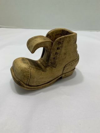 Vtg Folk Art Primitive Hand Carved Wood Old Worn Boot Shoe Cobbler Figurine 5”